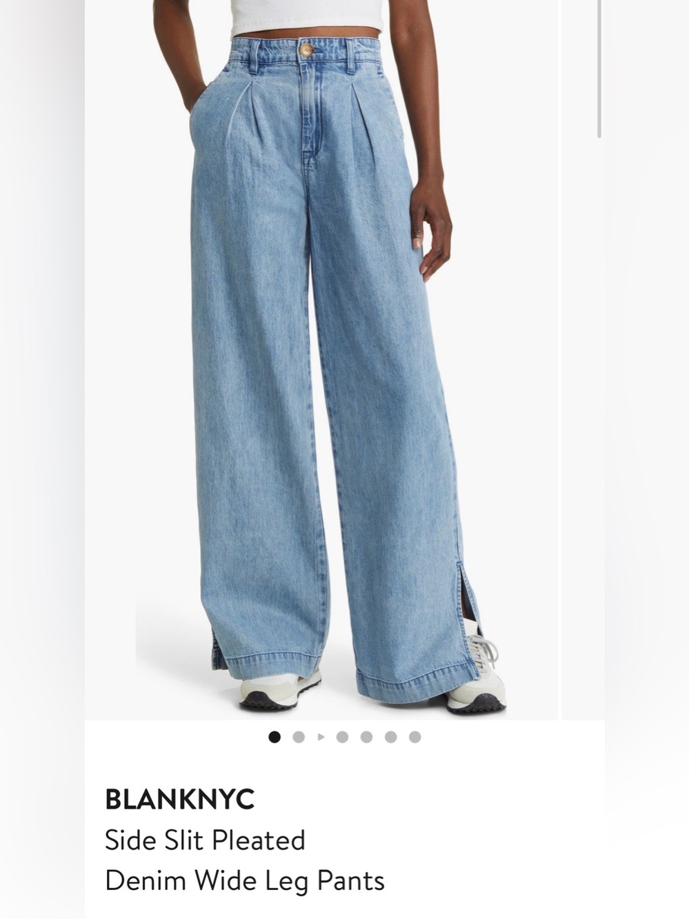 BLANKNYC Light Wash Side-Slit Pleated Wide Leg Jeans size 24
